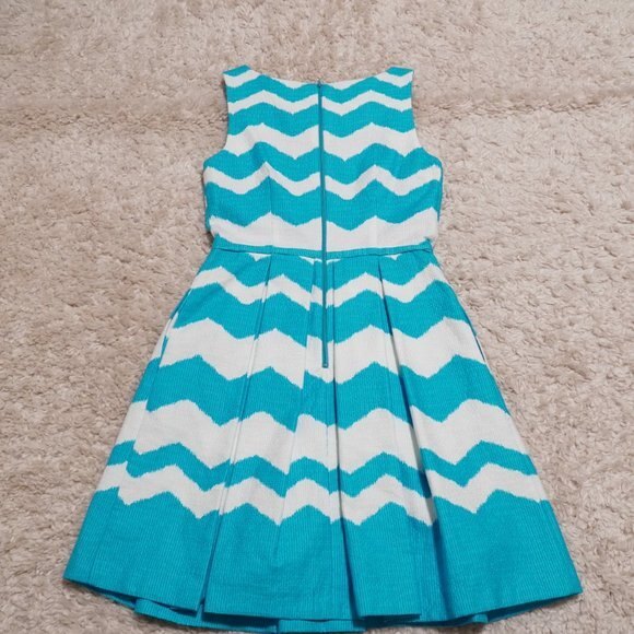 Just Taylor Chevron Dress White and Blue Size 4/S - Picture 6 of 6